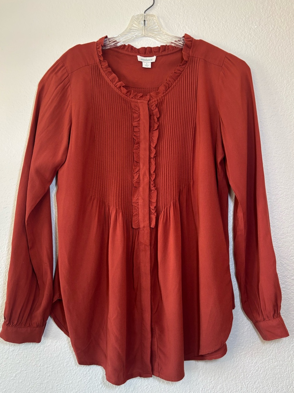 Sundance Women's Mystic Falls Pleated Pintuck Tunic Blouse Small Boho Peasant
